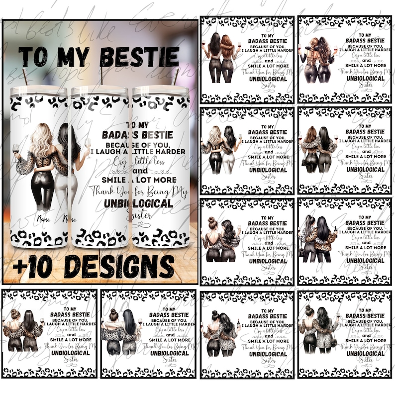 10 Personalized to My Badass Bestie Png Bundle,best Friend Tumbler Wrap ...