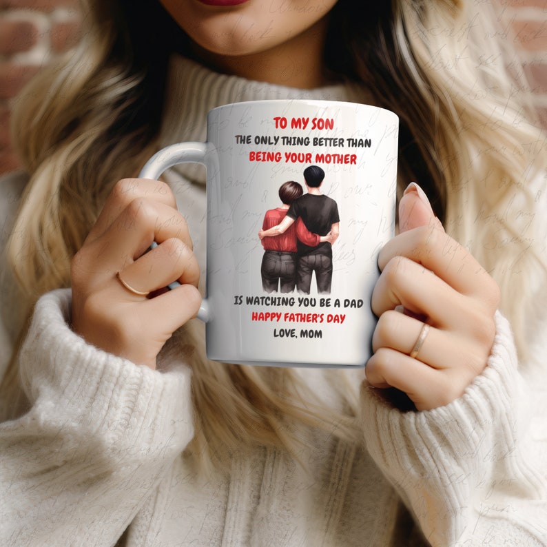 Lot de mugs personnalisés : de maman au fils - Fête des pères (téléchargement numérique PNG) image 5