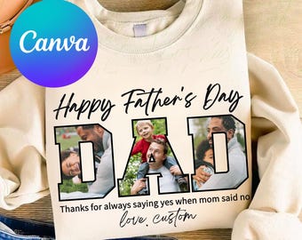 Custom Dad Pictures Canva Template, Father's Day PNG (Digital Download)
