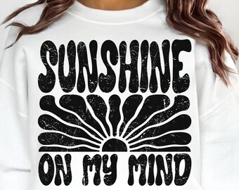 Sunshine On My Mind PNG: Retro Groovy Summer Vibes (Digital Download)