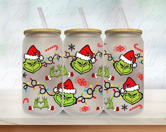 16 Unzen Weihnachten Libbey Dosen Glas SVG, lustige Weihnachten SVG, Weihnachtslicht, Libellen Kaffee wickeln, trendiges Tassendesign, uv dtf Tassenverpackung png