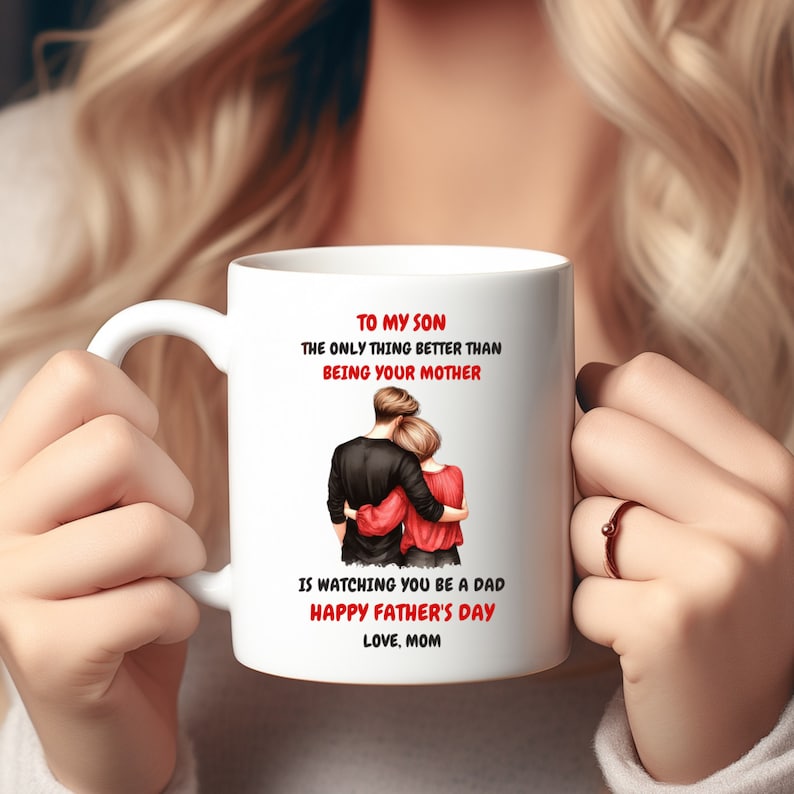 Lot de mugs personnalisés : de maman au fils - Fête des pères (téléchargement numérique PNG) image 2