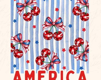 America Cherries PNG: July 4th USA Flag (Digital Download)