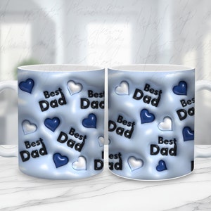 Best Dad 3D Inflated Mug Wrap,  11oz Mug Template, Dad 15oz Mug Png, Fathers Day Coffee Mugs Png, Father&#39;s Gift 2024, Papa png,new dad gift