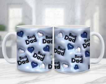 Best Dad 3D Inflated Mug Wrap,  11oz Mug Template, Dad 15oz Mug Png, Fathers Day Coffee Mugs Png, Father's Gift 2024, Papa png,new dad gift