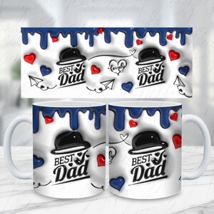 Best Dad 3D Inflated Mug Wrap,  11oz Mug Template, Dad 15oz Mug Png, Fathers Day Coffee Mugs Png, Father&#39;s Gift 2024, Papa png,new dad gift