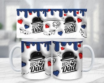 Best Dad 3D Inflated Mug Wrap,  11oz Mug Template, Dad 15oz Mug Png, Fathers Day Coffee Mugs Png, Father's Gift 2024, Papa png,new dad gift