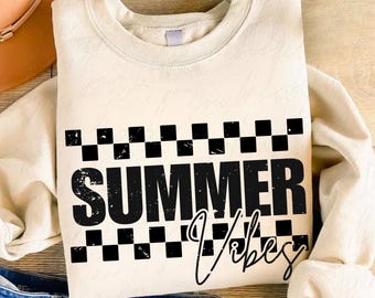 Retro Summer Vibes PNG: Checkered Beach Design (Digital Download)
