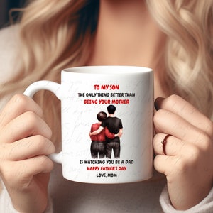 Lot de mugs personnalisés : de maman au fils - Fête des pères (téléchargement numérique PNG) image 7