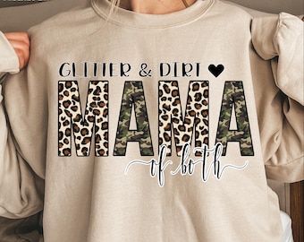 Leopard Camo Mama DTF Transfer: Glitter & Dirt, Ready To Press
