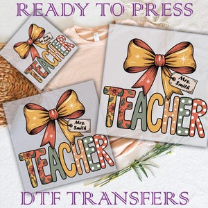 Personalized Teacher Coquette DTF Transfer: First Day of School