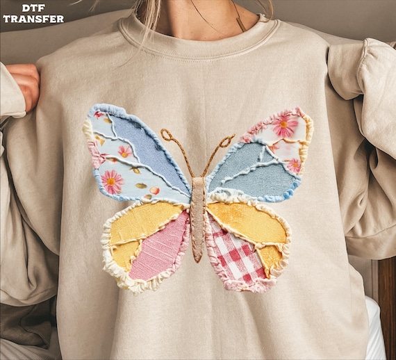 Patchwork Butterfly DTF Transfer: Easter Day Ready To Press