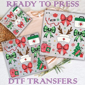 Coquette Nurse Christmas DTF: Ready to Press Heat Transfer