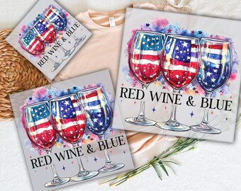 Watercolor 4th of July DTF Transfer: Red, Wine & Blue USA Design