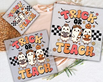 Impression DTF Halloween Trick Or Teach : design fantôme rétro
