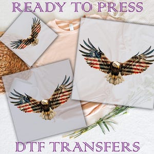 American Eagle Flag DTF Transfer: Patriotic Heat Transfer, Ready to Press