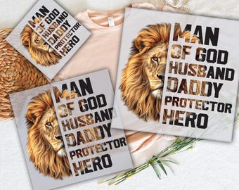 Man Of God Lion DTF Transfer - Father's Day Ready To Press