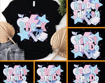 Preppy Pencil Apple DTF Transfer: Back to School Teacher Heat Press