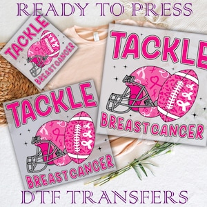 Tackle Breast Cancer Dtf, Cancer Fighter Ready To Press, DTF Prints Heat Transfer, Breast Cancer Awareness Dtf, Football Helmet  Dtf