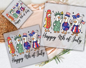 4th of July Goose DTF Transfer: Patriotic USA Design, Ready to Press