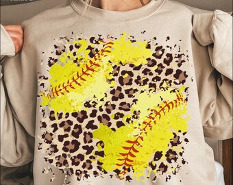 Leopard Softball DTF Transfer: Distressed Ready To Press