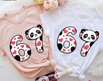 Preppy Valentines Day 67 Ready To Press - Six Seven Panda Couple Design