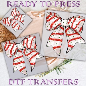 Christmas Coquette Bow DTF Transfers, Christmas Sublimation Ready to Press,Cute Christmas Tree Cake Bow Dtf, Merry Christmas 2025