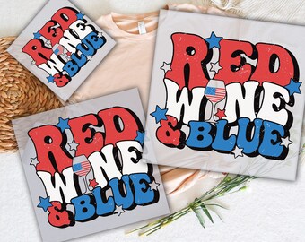 Red Wine & Blue 4th of July DTF Transfer (Ready to Press)