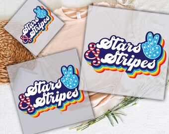 Stars Stripes DTF Transfer, 4th July American Vibes Heat Press