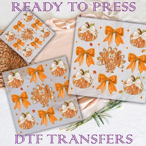 Fall Coquette Bow DTF Transfer, Fall Pumpkin Bow Ready To Press, Autumn Pumpkin Dtf, Glitter Thanksgiving Bow Dtf, Coquette Autumn Dtf