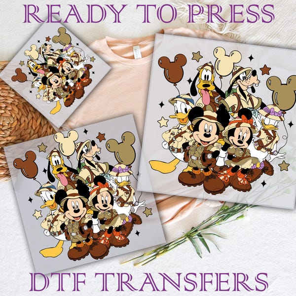 Mickey and Friends Animal Kingdom Safari DTF Transfer, Ready To Press