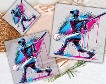 Baseball Player Ice Cream Drip DTF Transfer: Ready To Press
