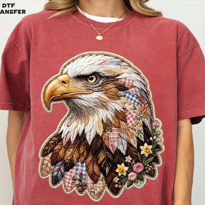 Patchwork Boho Eagle DTF Transfer, Patriotic Floral Eagle Heat Press image 16