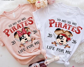 Pirate 2026 Mickey Minnie DTF Transfer, Ready to Press, Yo Ho Life For Me