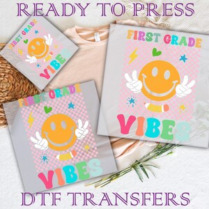 First Grade Vibes DTF Transfer: Back To School Checkered Print
