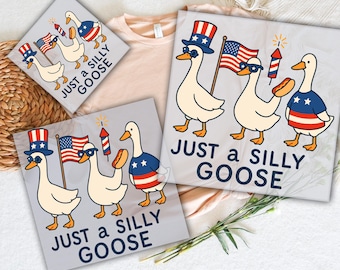Silly Goose 4th of July DTF Transfer: Patriotic USA Design