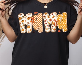 Preppy Fall Mama DTF Transfer, Preppy Pumpkin Bow Ready To Press, Fall Autumn Pumpkin Leopard Iron On