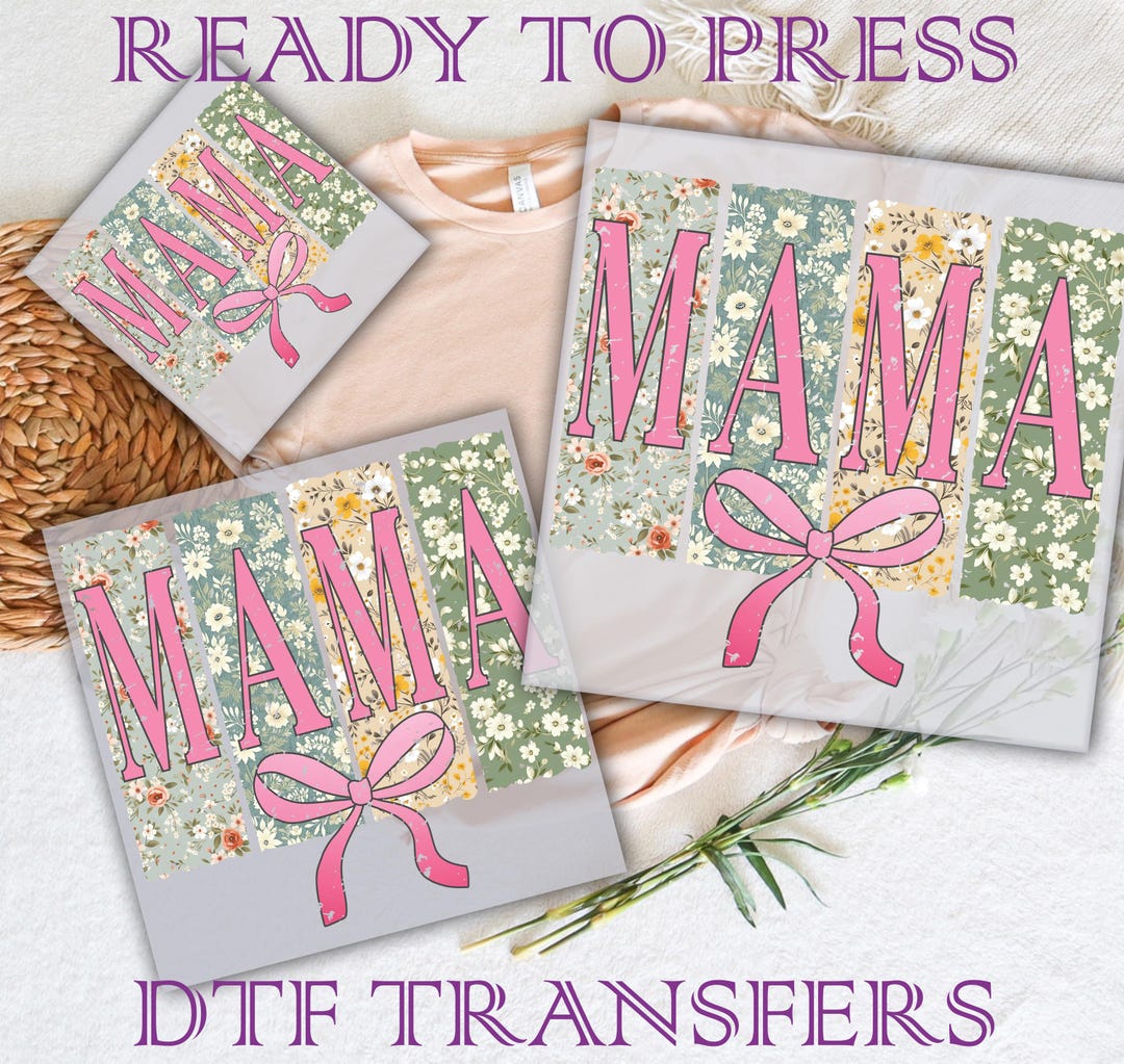 Floral Mama DTF Transfer: Boho Retro Design, Ready to Press - Etsy