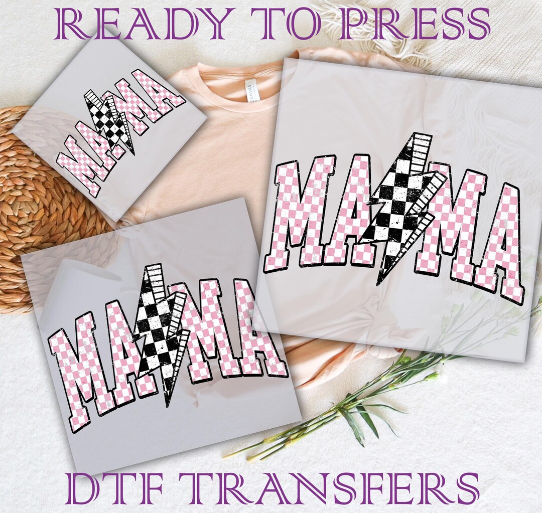 Pink Check Mama DTF Transfer - Ready to Press - Mother's Day - Etsy