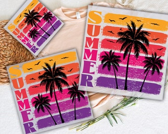 Summer Vacation DTF Heat Transfer Print, Ready To Press Palm Trees