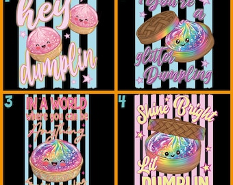 Striped Glitter Dumpling DTF Transfer, Kawaii Dumpling Ready to Press, Multiple Sizes Available