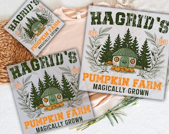 Retro Hagrid's Pumpkin Farm DTF Transfer: Ready to Press Halloween Design