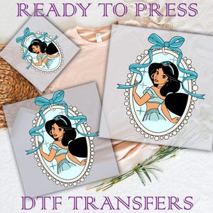 Jasmine Princess DTF Transfer: Coquette Bow, Girls Trip, Watercolor Design