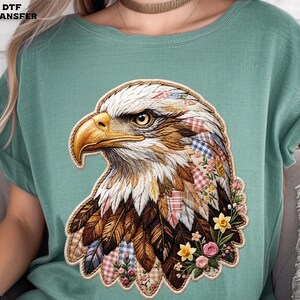 Patchwork Boho Eagle DTF Transfer, Patriotic Floral Eagle Heat Press image 15