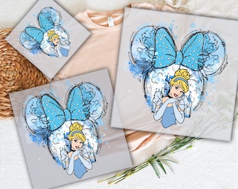 Disney Princess Cinderella DTF Transfer, Watercolor Ready To Press