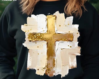 Oil Brushstroke Cross Ready To Press: Messy Paint Design