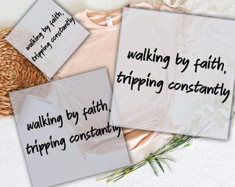Walking By Faith Christian DTF Transfer: Inspirational Bible Verse