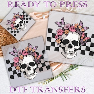 Halloween Floral Skull DTF: Boho Heat Transfer Print image 1