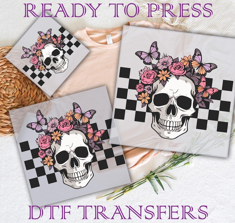 Halloween Floral Skull DTF: Boho Heat Transfer Print image 1