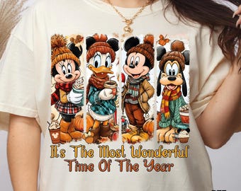 Disney Friends Fall DTF Transfer, Cozy Season Transfer, Autumn Morning Iron On Press